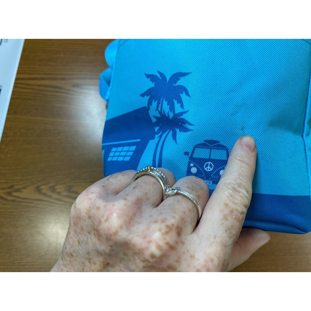 Trader Joes Mini Insulated Bag Blue Limited Edition Palm Tree Volkswagen Hippie - Picture 3 of 10